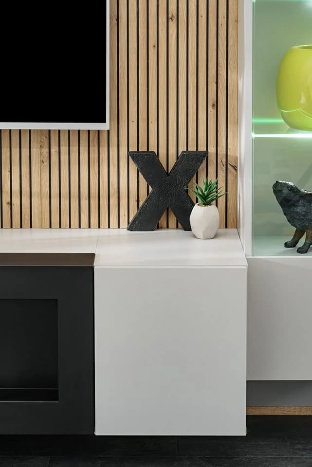ASM-Moebel Wohnwand XARI PGAS-K mit LED und Bio-Ethanol Kamin Grau - Bild 5
