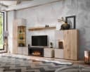 ASM-Moebel Wohnwand CATALINA Beige mit Bio-Ethanol Kamin LED Push-Click Bild 2
