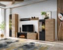 ASM-Moebel Wohnwand ARON-K Schwarz mit Bio-Ethanol Kamin und LED Bild 2