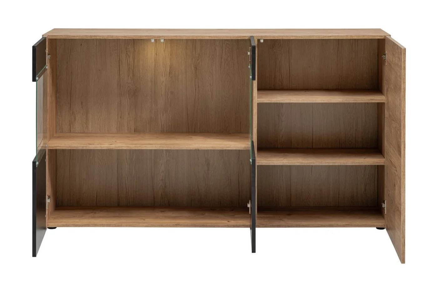 ASM-Moebel Sideboard ARON Schwarz mit LED und Push-Click System