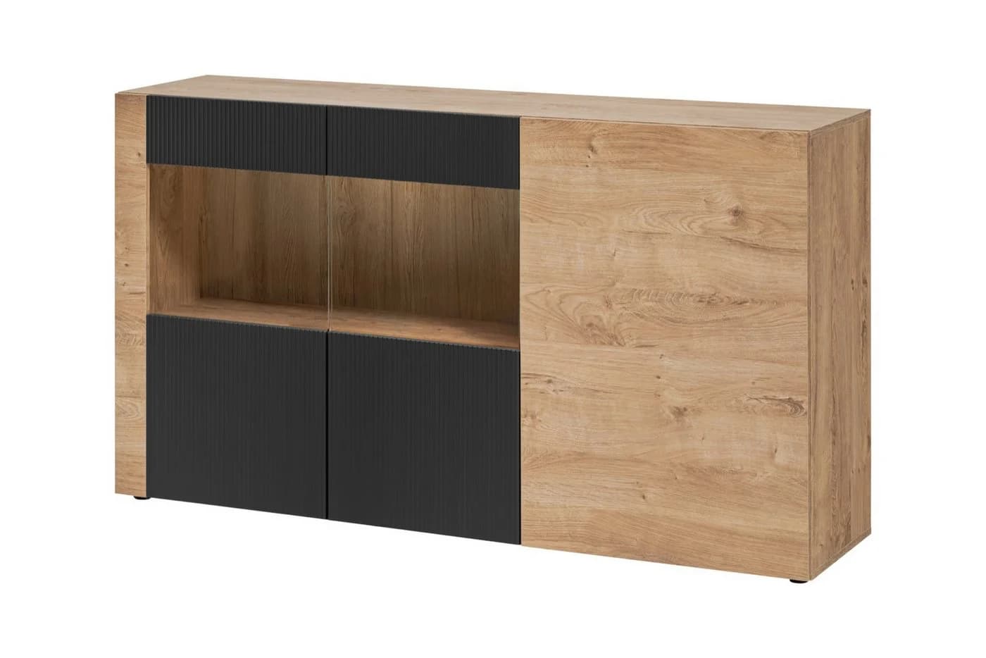 ASM-Moebel Sideboard ARON Schwarz mit LED und Push-Click System - Bild 2