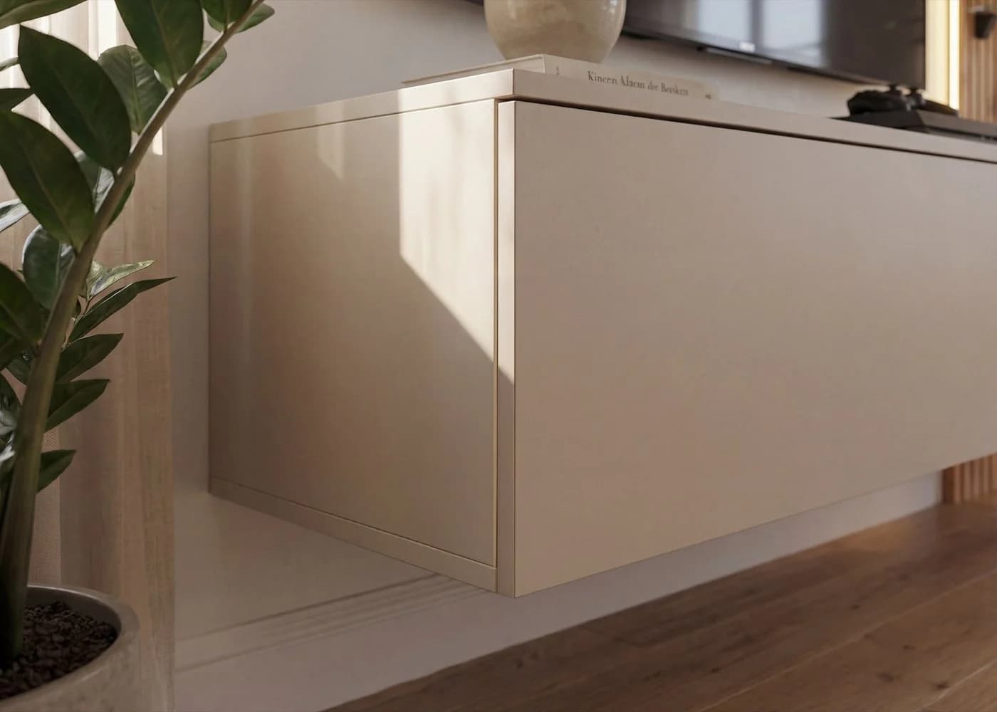ASM-Moebel Wohnwand Luzz mit LED & Push-Click Grau Lamellenoptik - Bild 5