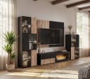 ASM-Moebel Wohnwand CANNES CS2 R-K mit Bio-Ethanol-Kamin, LED & Push-Click Bild 2
