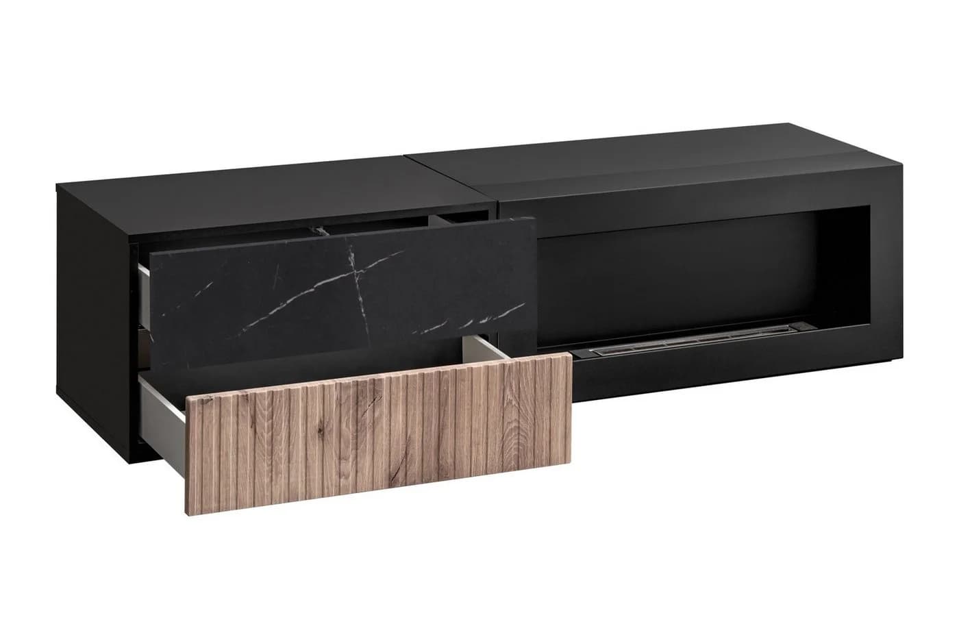 ASM-Moebel Wohnwand CANNES CS2 R-K mit Bio-Ethanol-Kamin, LED & Push-Click - Bild 5