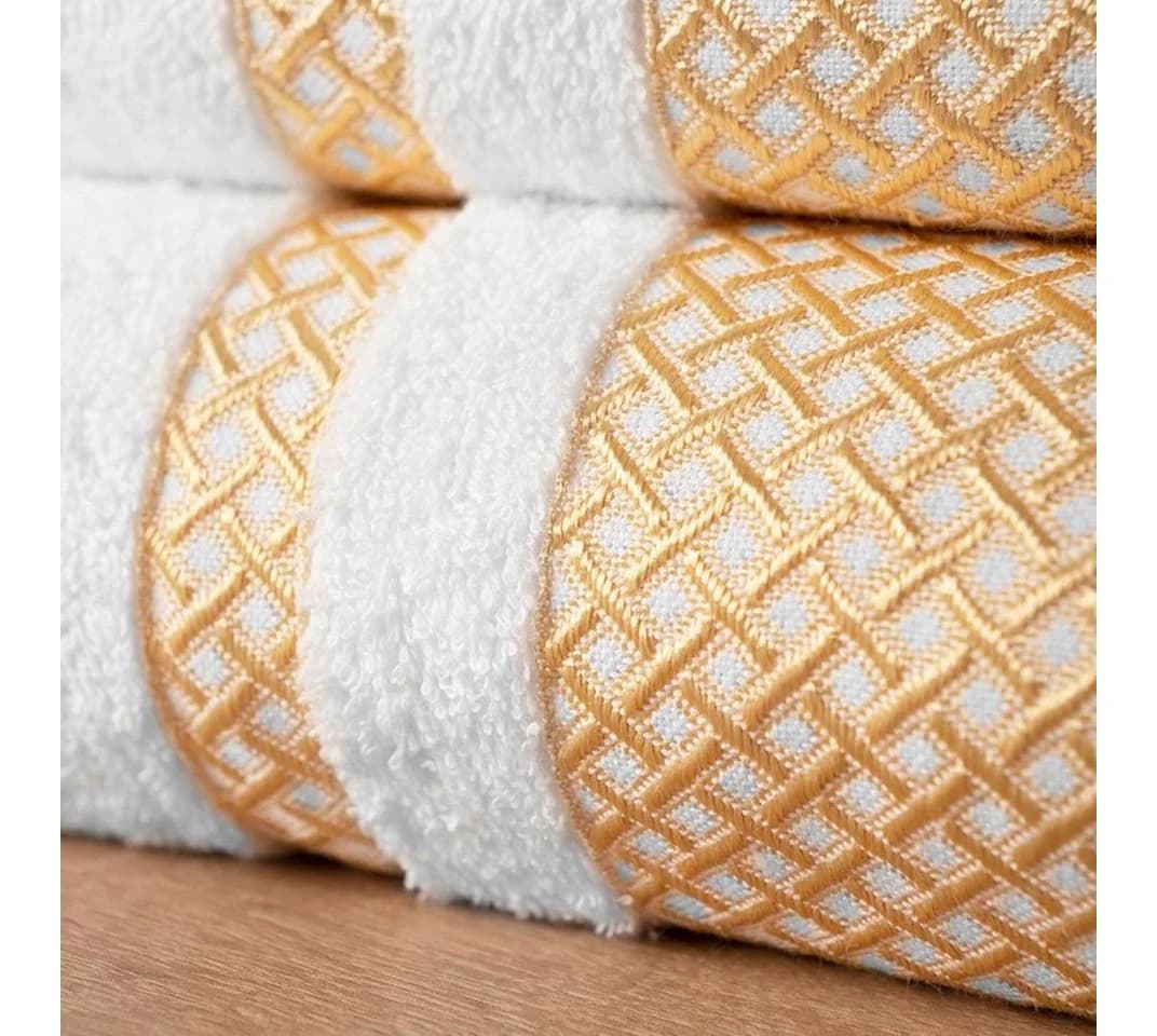 JESSIS TEX Handtuch Set EDEL Baumwolle mit Goldener Bordüre