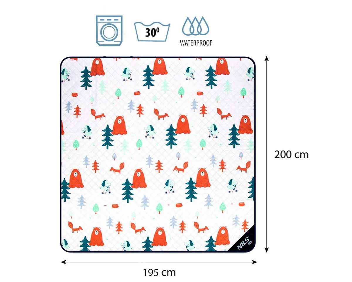 NILS CAMP Picknickdecke WALD 195x200cm Wasserdicht Outdoordecke - Bild 3