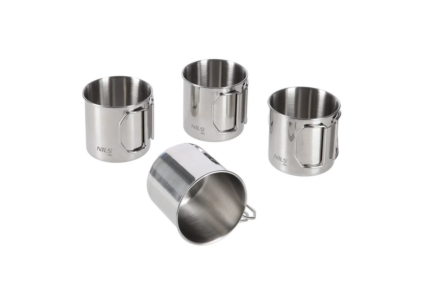 NILS CAMP Campingbecher Set 4-tlg. Edelstahl mit Faltgriff Silber - Bild 5