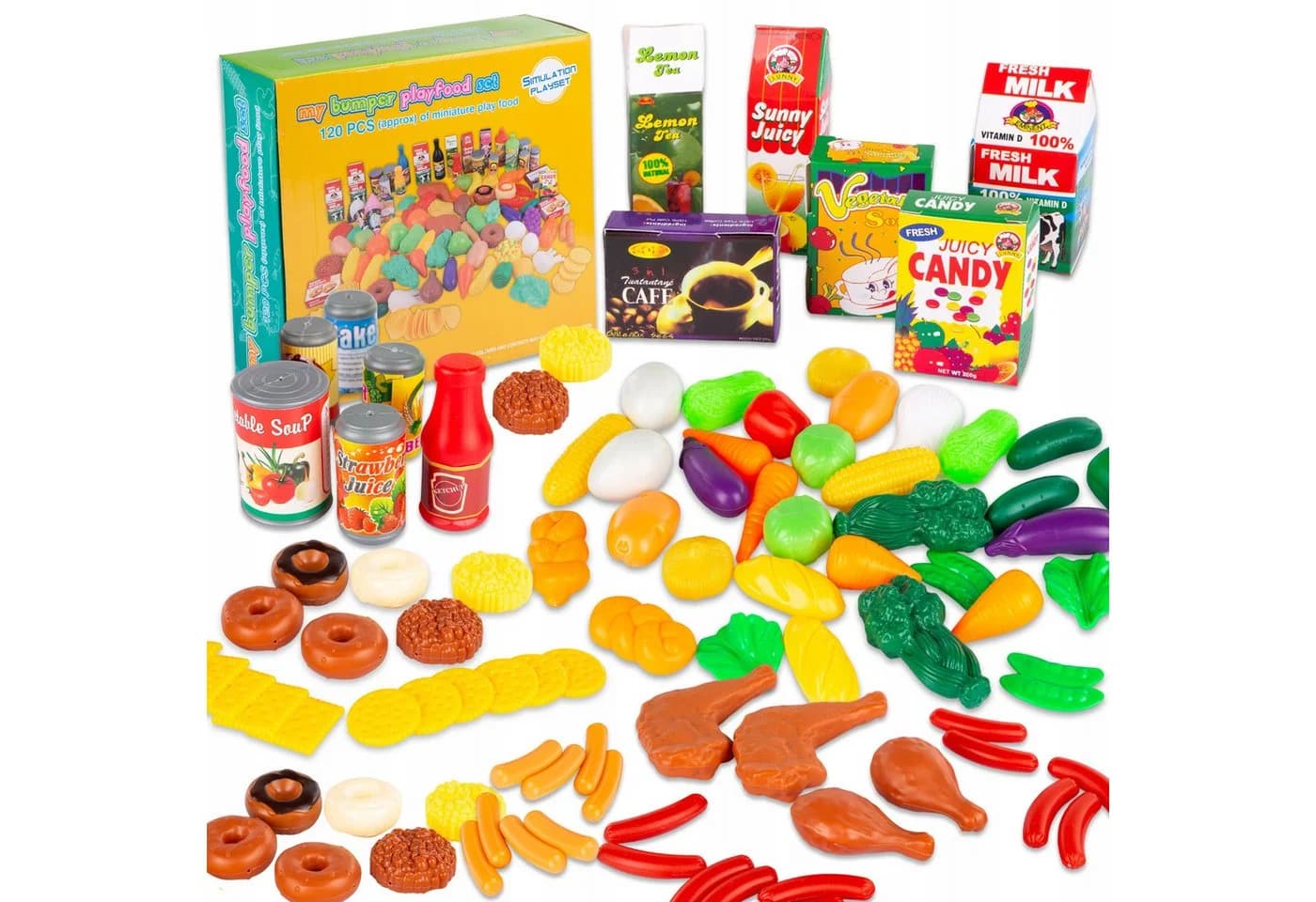 kinderplay Spiellebensmittel Set 120-teilig für Kinderküche