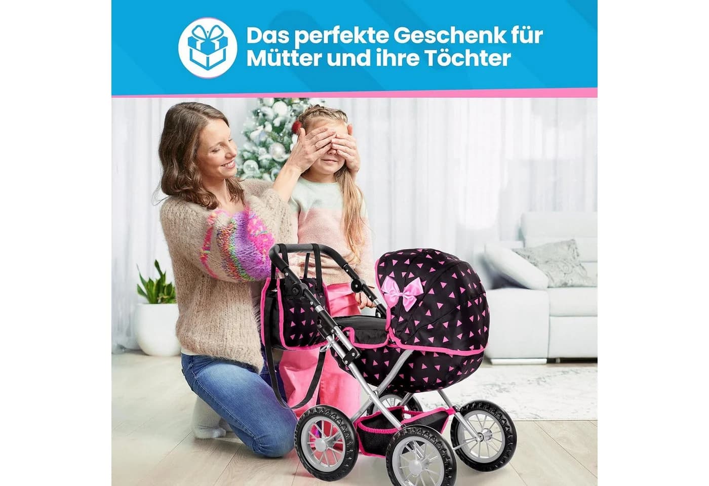 kinderplay Puppenwagen mit Tasche – verstellbar – Spielspaß ab 3 Jahren - Bild 5