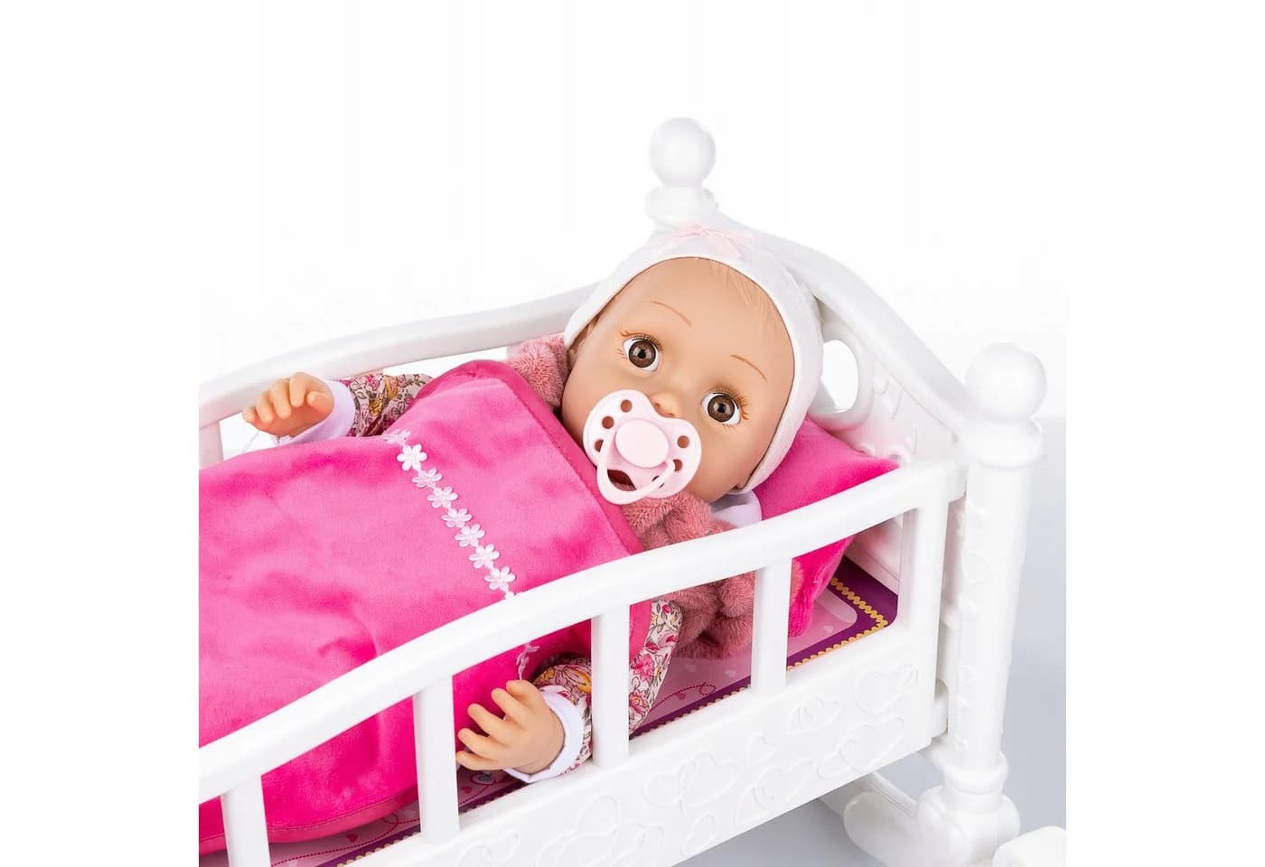 kinderplay Puppenwiege 2in1 Schaukelbett mit Bettwäsche Rosa - Bild 5