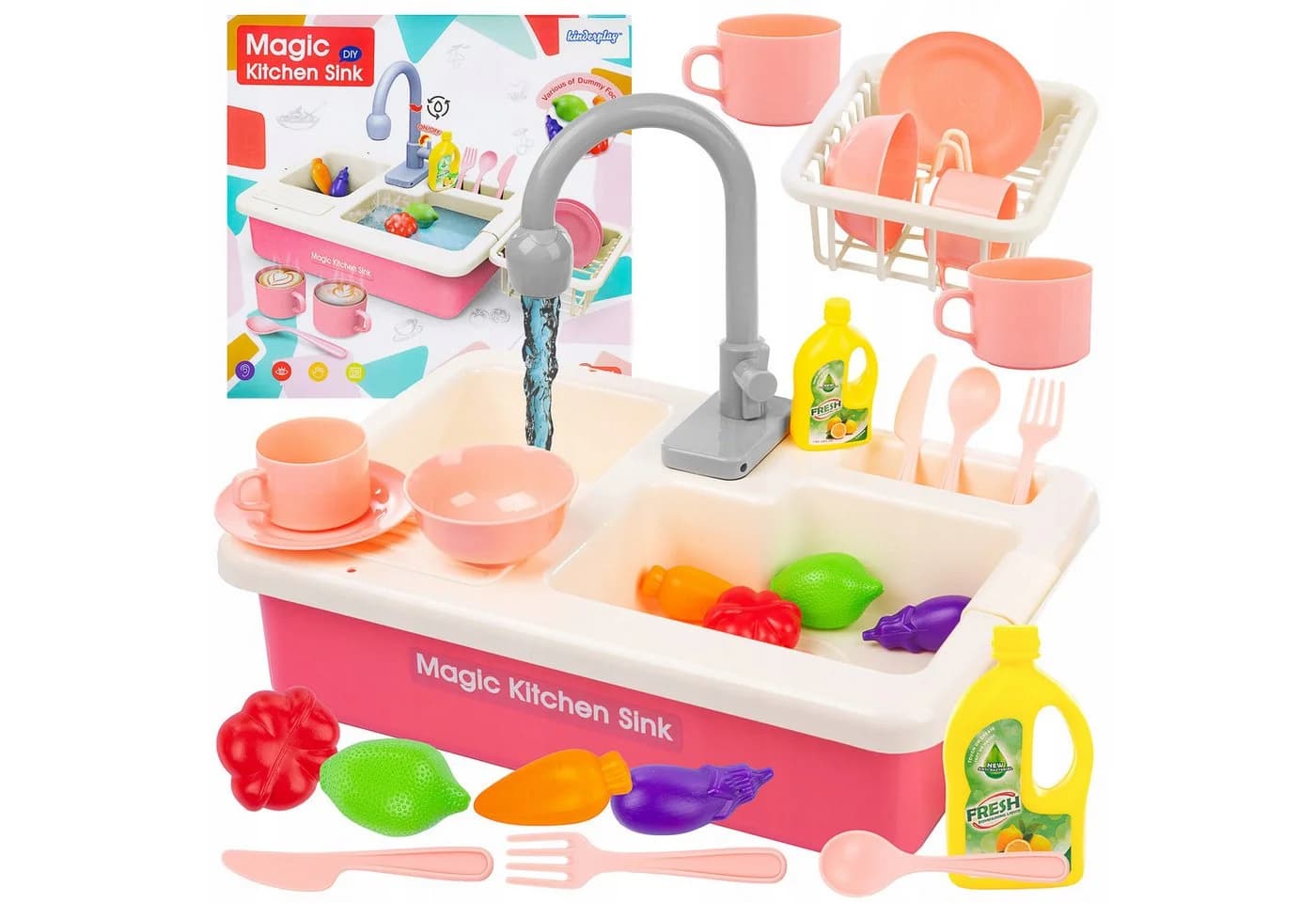 Kinderplay Dolls & Strollers Spielküche Spielküchen-Spülbecken Realistischer Wasserkreislauf Rollenspiel Kunststoff - Bild 2