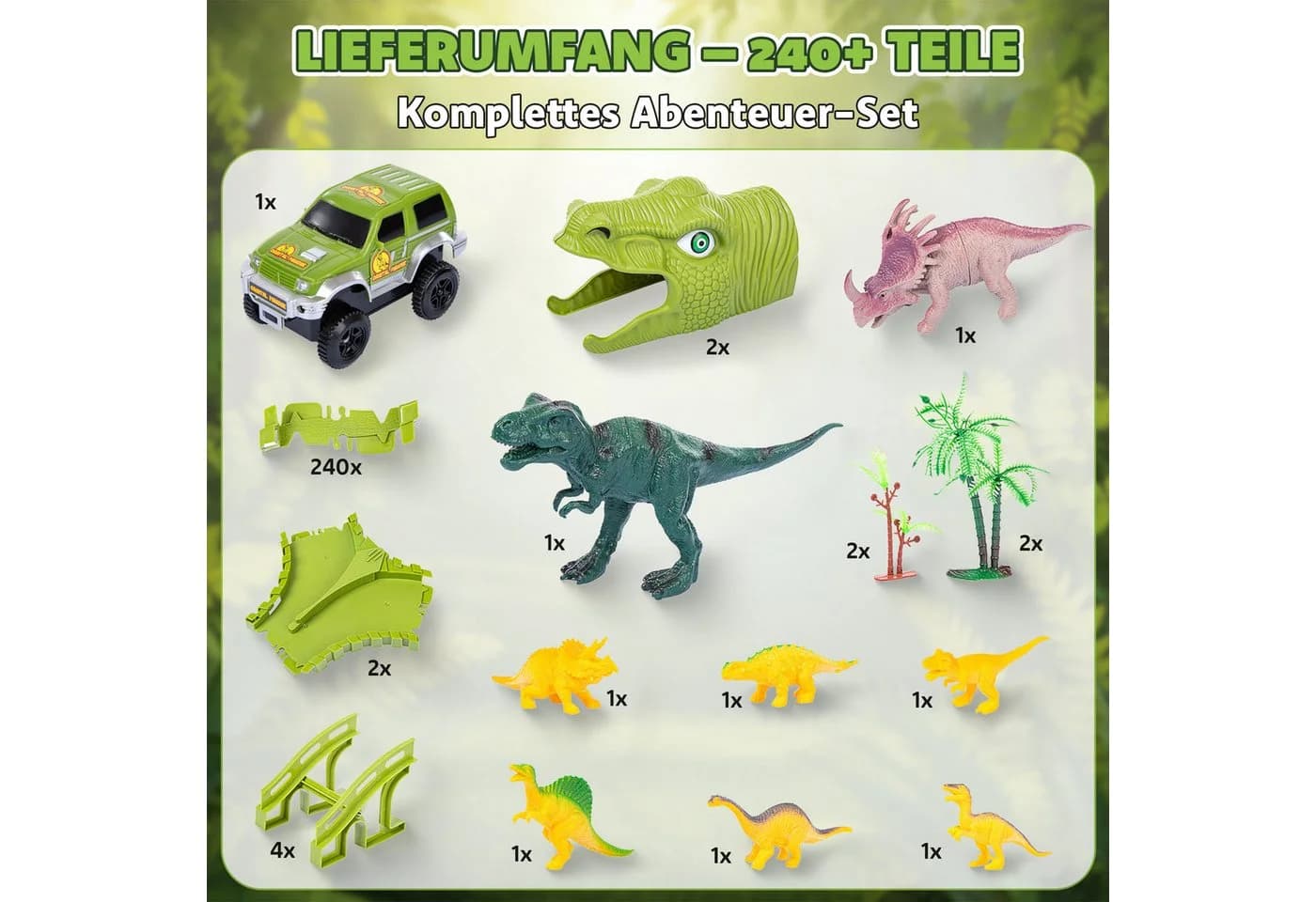 kinderplay Autorennbahn Dinosaurier Rennbahn 360 cm – flexibles Spielset - Bild 3