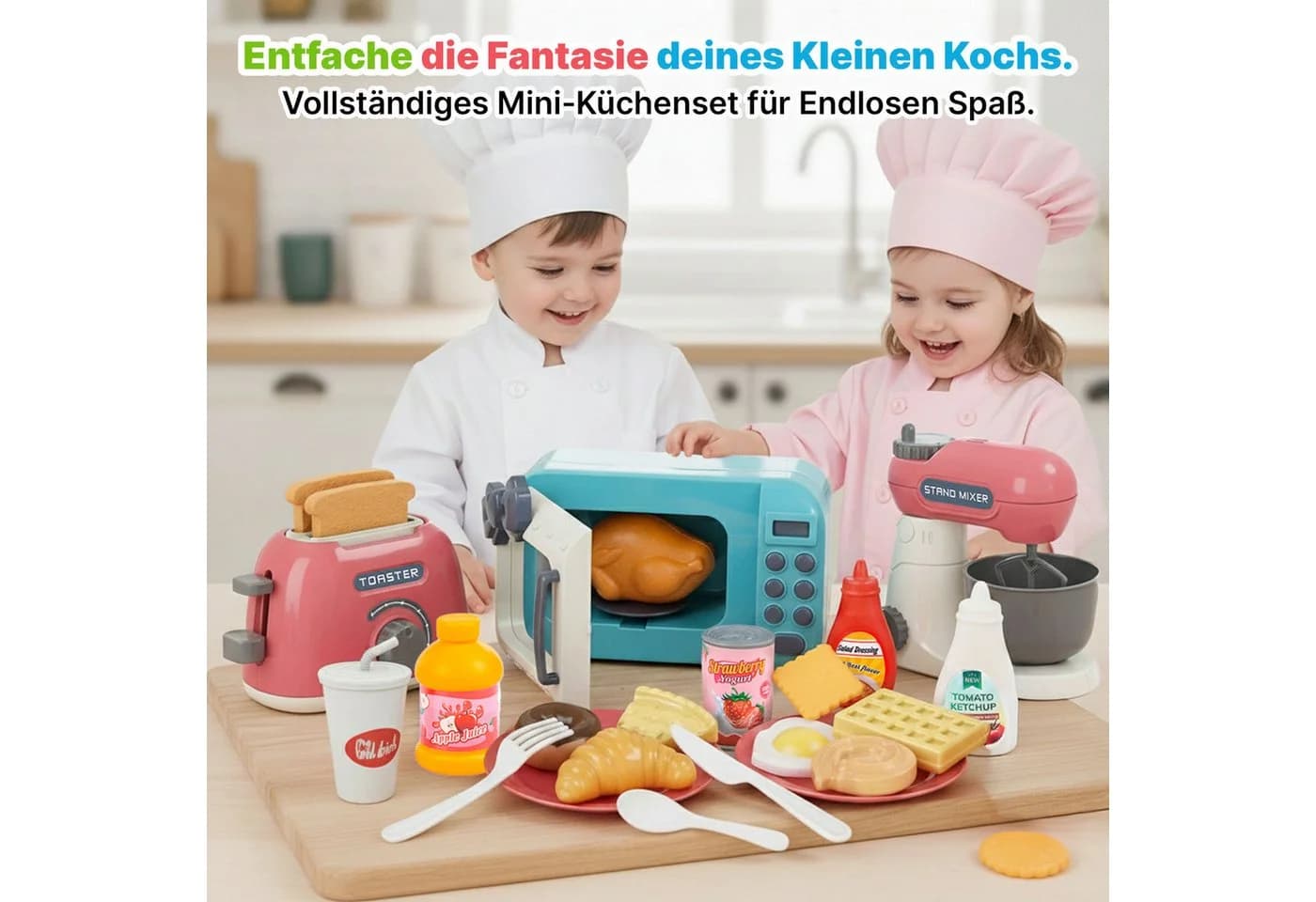 kinderplay Spielküche Set mit Mikrowelle & Zubehör