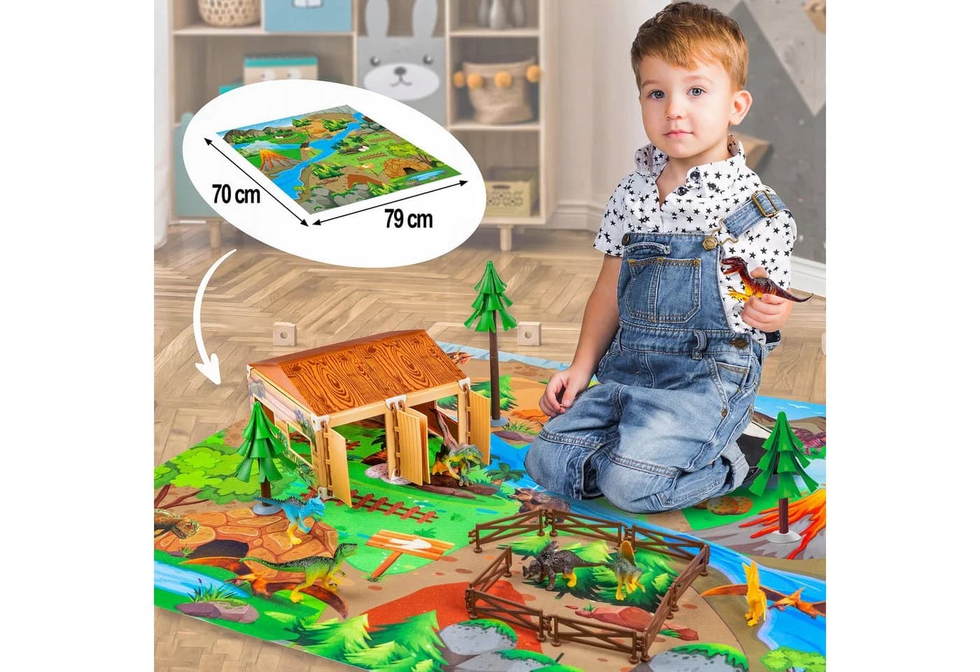 kinderplay Dino-Spielset mit Matte – 72-teilig - Bild 3