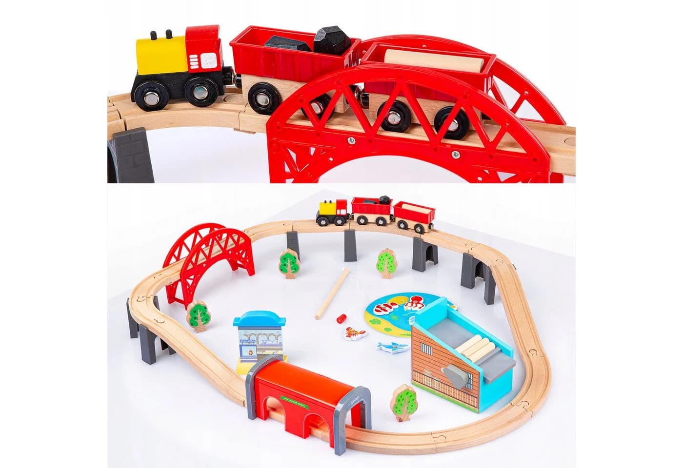 Green Series Spielzeug-Zug Holzeisenbahn Set Bunt Lernspielzeug - Bild 5