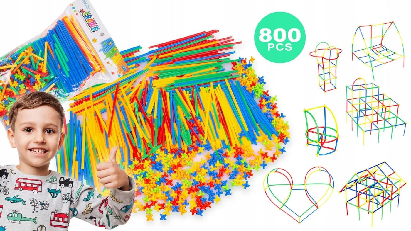 kinderplay Konstruktionsset 3D Röhrchen 800 Teile Bunt Steckspiel
