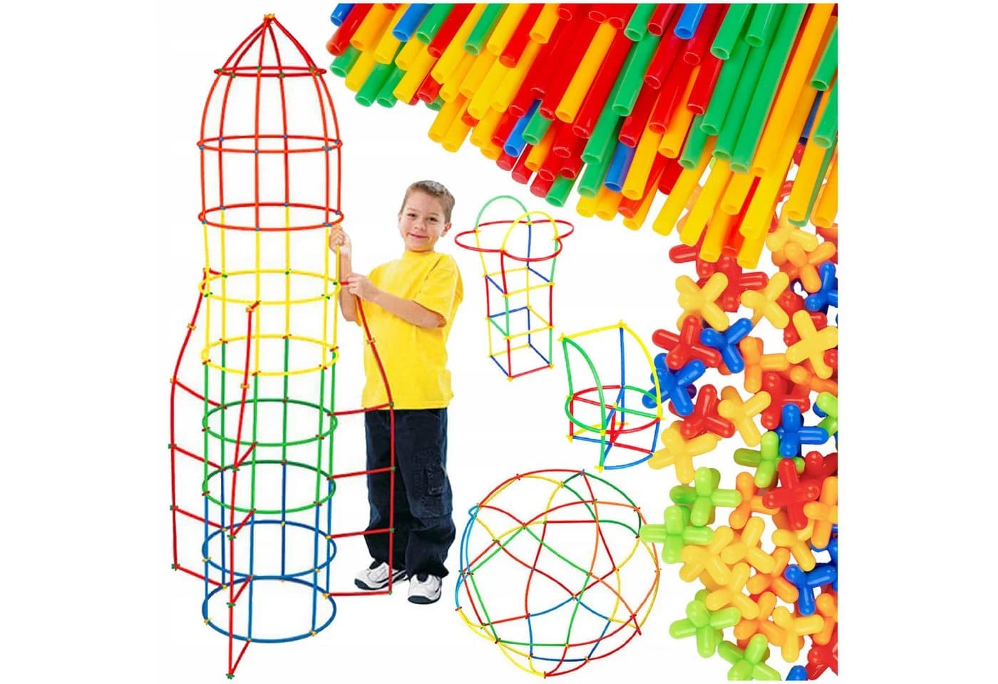 kinderplay Konstruktionsset 3D Röhrchen 800 Teile Bunt Steckspiel - Bild 2