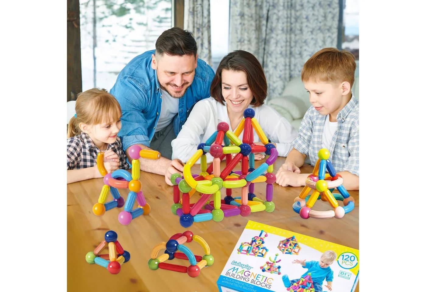 kinderplay Magnetische Konstruktionsbausteine 120 Teile Bunt