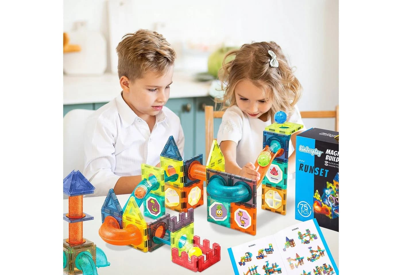 Kinderplay Magnetbausteine 75-teilig Leuchtende Schienen