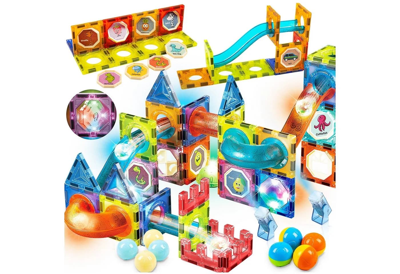 Kinderplay Magnetbausteine 75-teilig Leuchtende Schienen - Bild 2