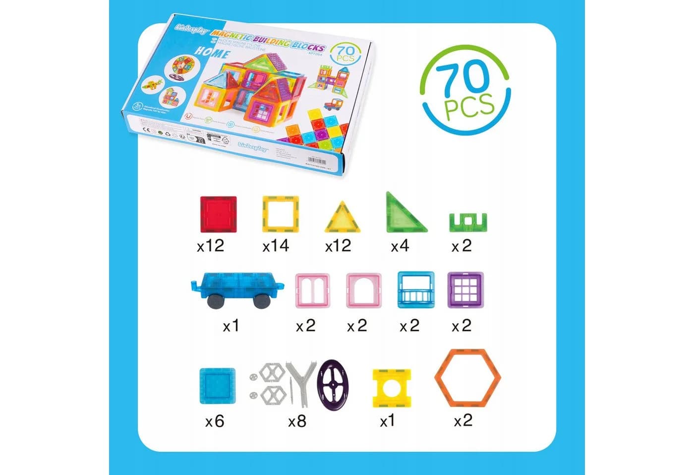 kinderplay Magnetische Bausteine 70 Teile Bunt - Bild 3