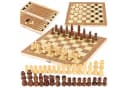 kinderplay 3-in-1 Holz Brettspiel Schach Dame Backgammon Bild 2