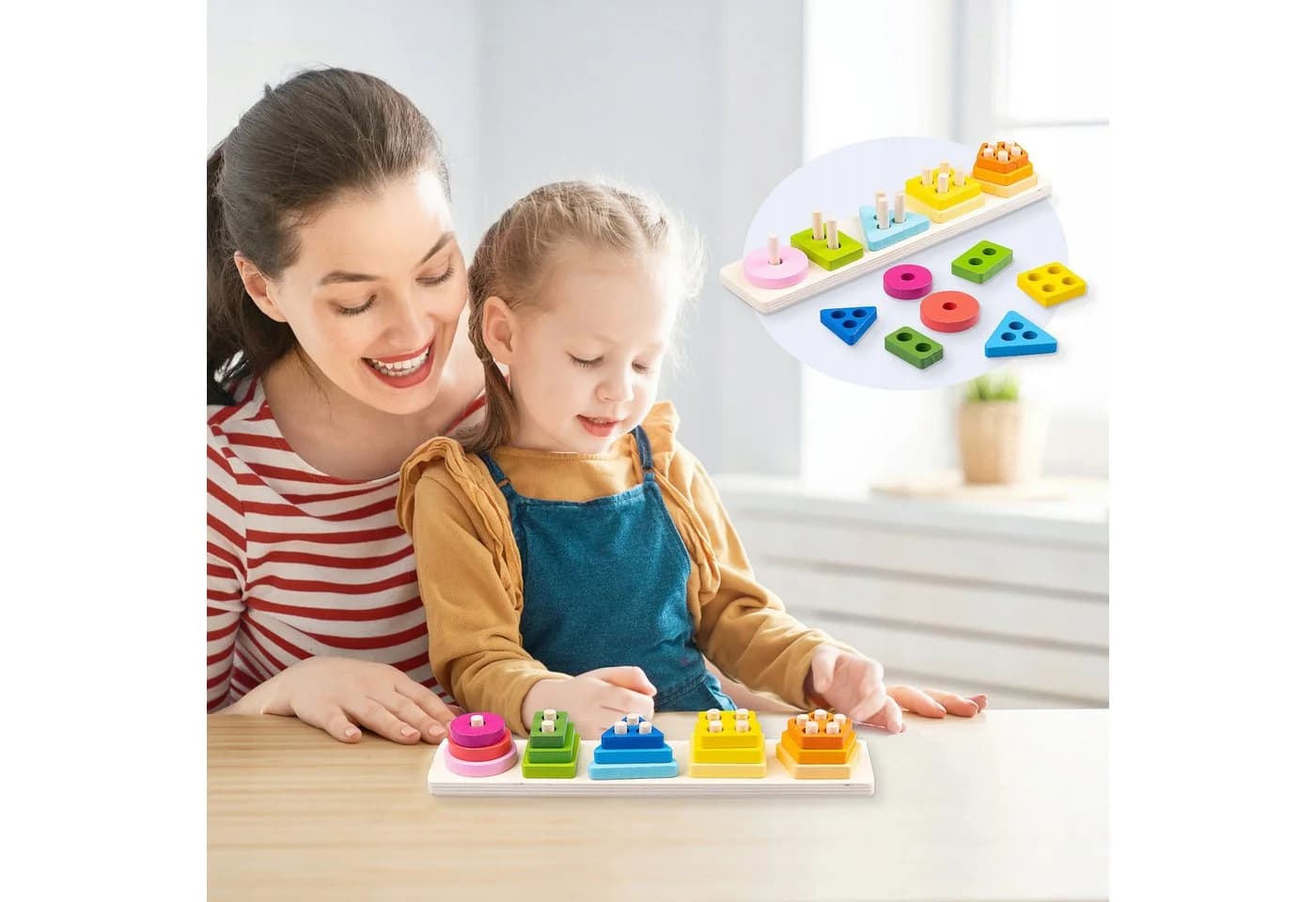 kinderplay Holz-Sortierpuzzle Montessori Lernspielzeug