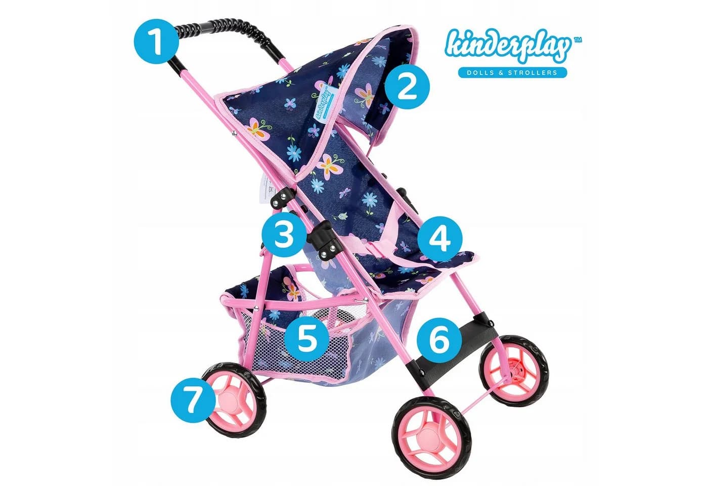 kinderplay Puppenwagen Buggy Leicht Faltbar Kinder - Bild 3