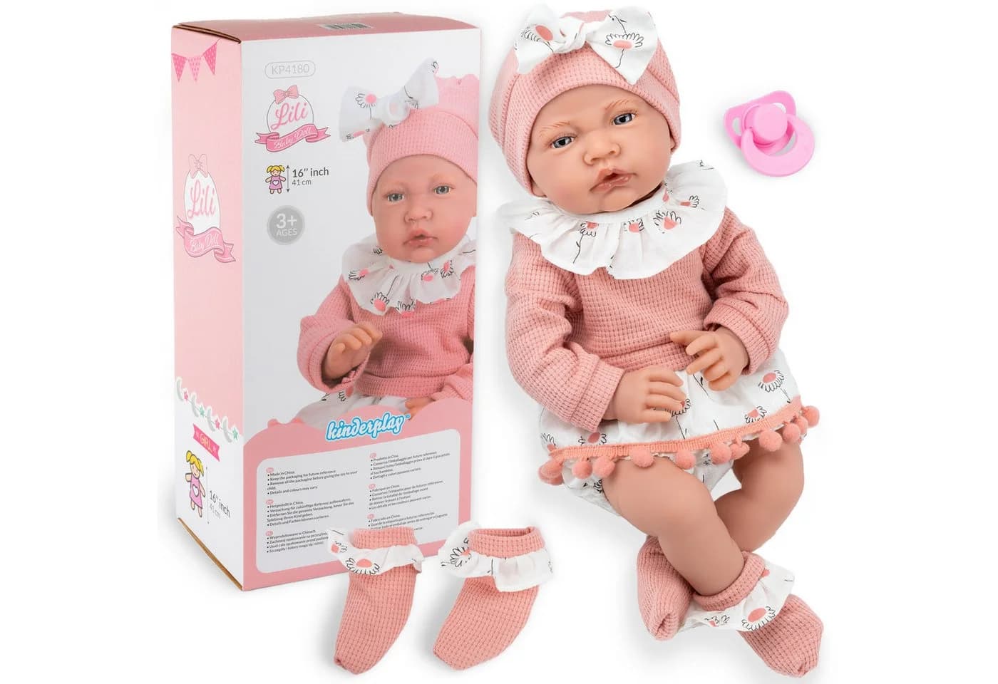 Kinderplay Dolls & Strollers Interaktive Babypuppe 41 cm Rosa Set - Bild 2