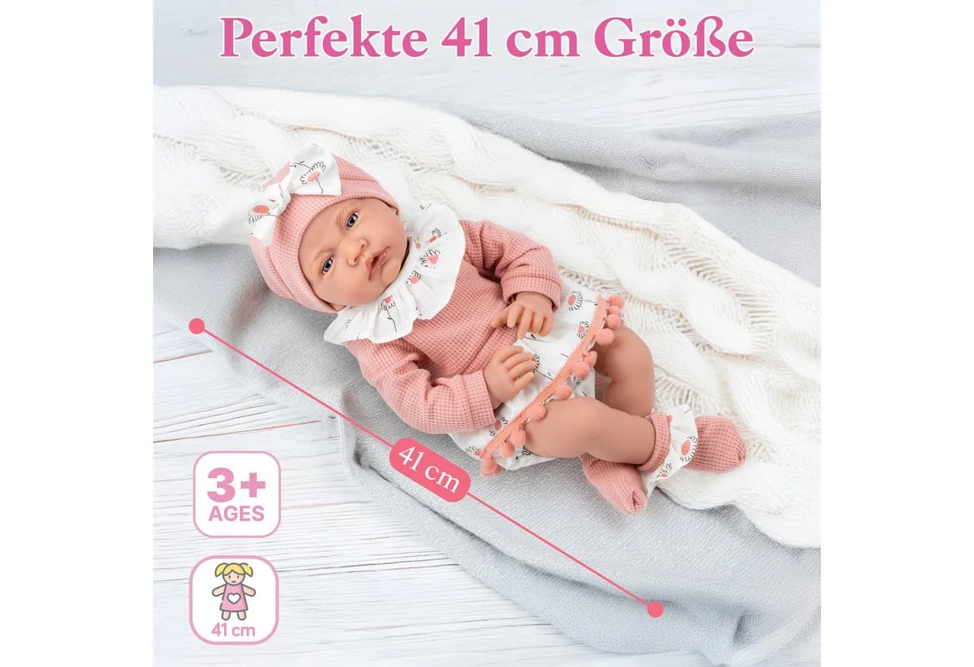 Kinderplay Dolls & Strollers Interaktive Babypuppe 41 cm Rosa Set - Bild 4
