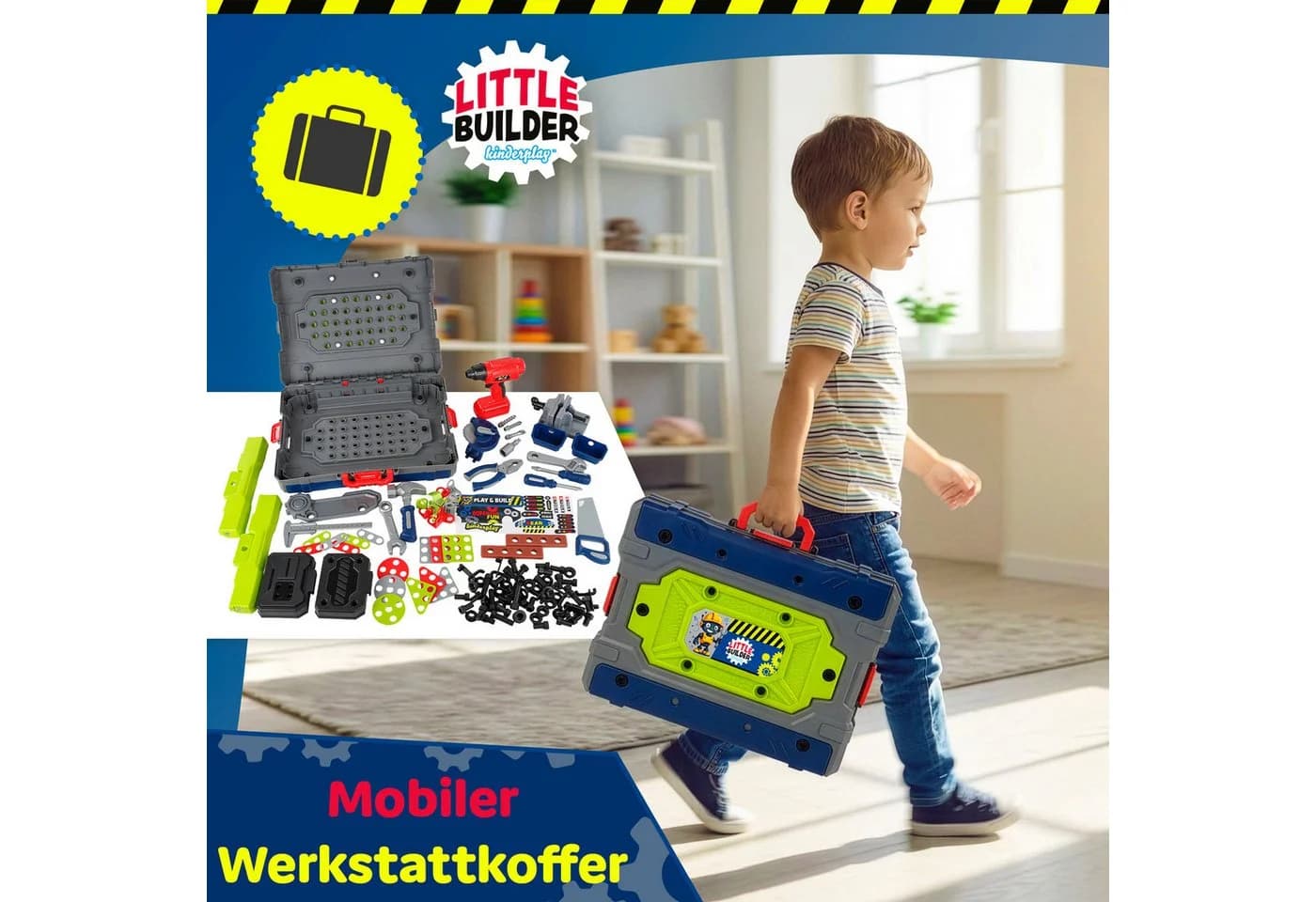 kinderplay Lernspielzeug Kinder Werkbank mit Bohrmaschine – 2in1 Set - Bild 4