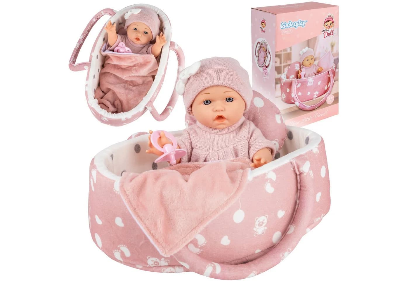 Kinderplay Dolls & Strollers Babypuppe mit Tragebett – Erste Babypuppe – Spielset für Kinder - Bild 2