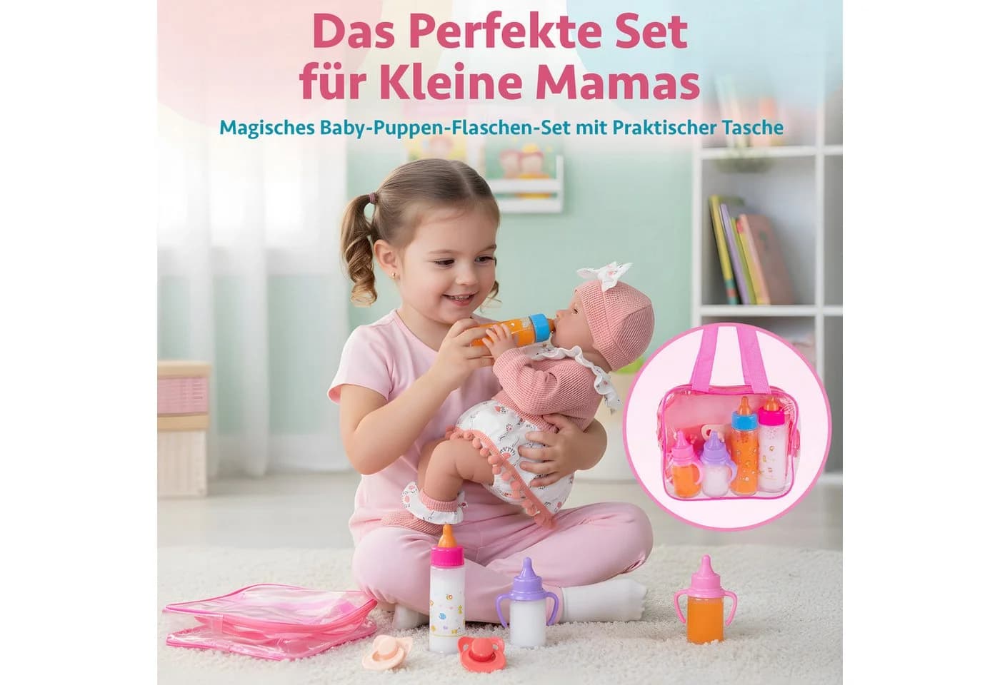 Kinderplay Dolls & Strollers Puppen Accessoires-Set Magische Puppenflaschen Set