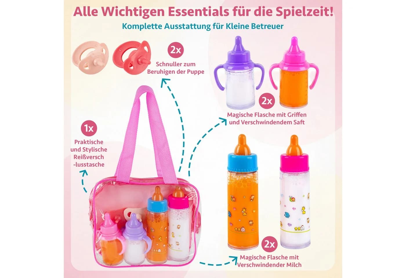 Kinderplay Dolls & Strollers Puppen Accessoires-Set Magische Puppenflaschen Set - Bild 3