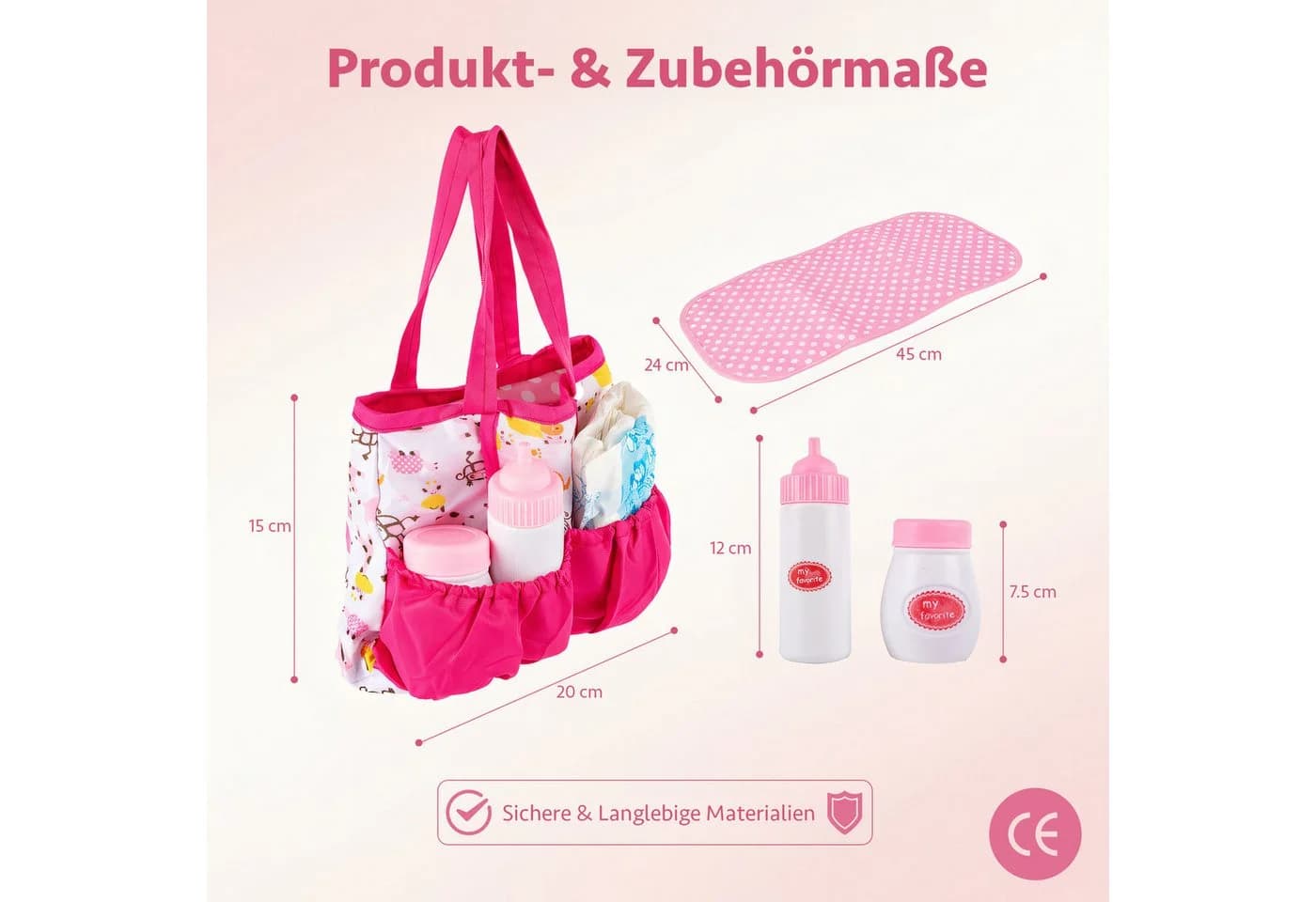 Kinderplay Dolls & Strollers Puppen Accessoires-Set Puppen Pflegeset mit Tasche - Bild 3