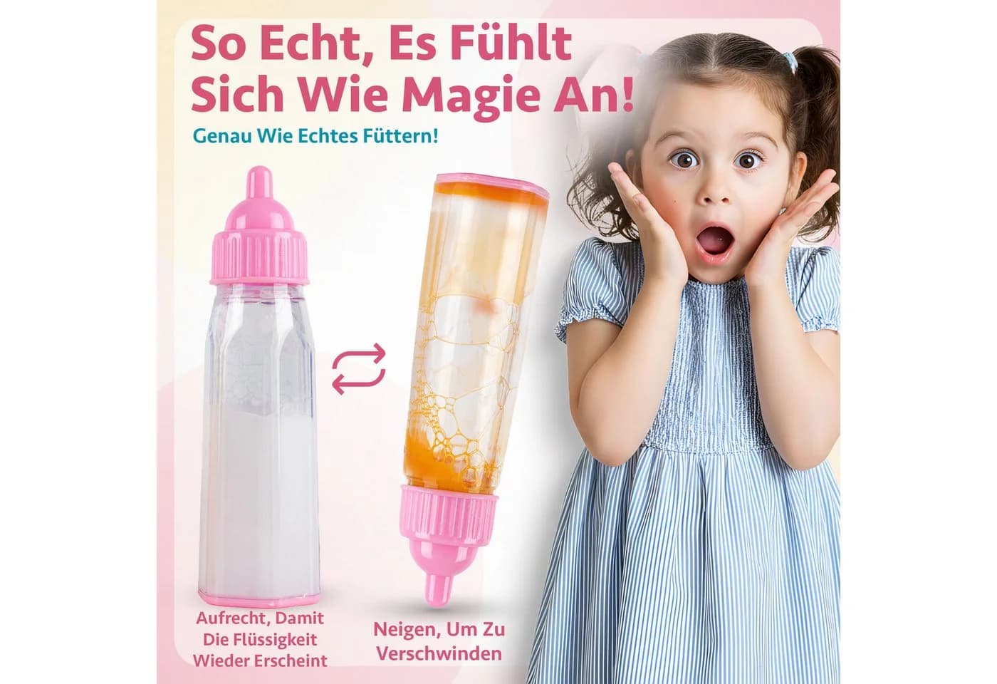 Kinderplay Dolls & Strollers Puppen Schnuller Fütter-Set Magische Flaschen Rollenspiel - Bild 4