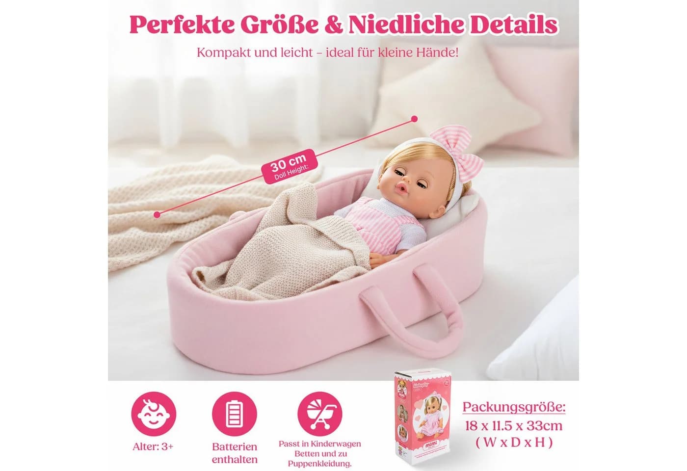 Kinderplay Dolls & Strollers Babypuppe MiMi 30 cm – sprechendes Baby – Rollenspielspaß für Kinder
