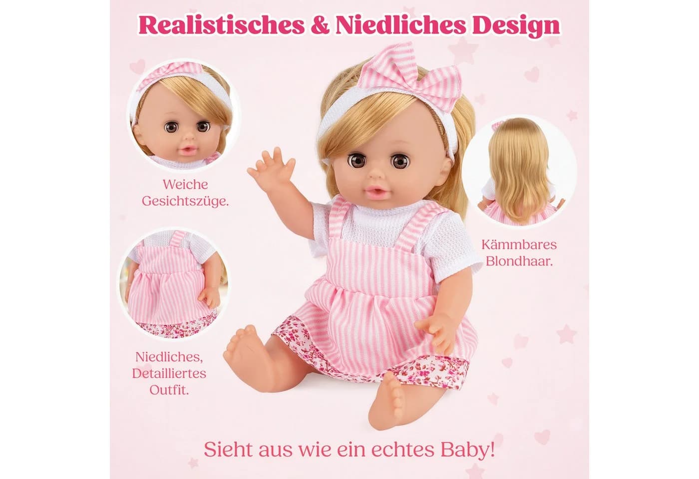Kinderplay Dolls & Strollers Babypuppe MiMi 30 cm – sprechendes Baby – Rollenspielspaß für Kinder - Bild 3