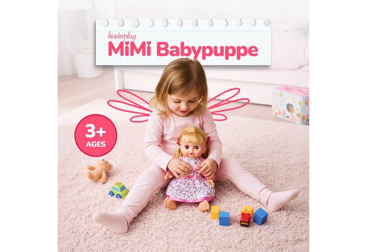 Kinderplay Dolls & Strollers Babypuppe MiMi mit Friseurset rosa sprechend