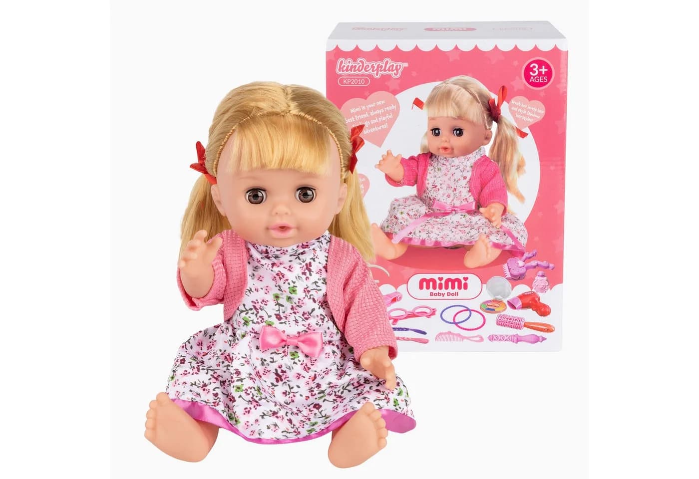 Kinderplay Dolls & Strollers Babypuppe MiMi mit Friseurset rosa sprechend - Bild 2