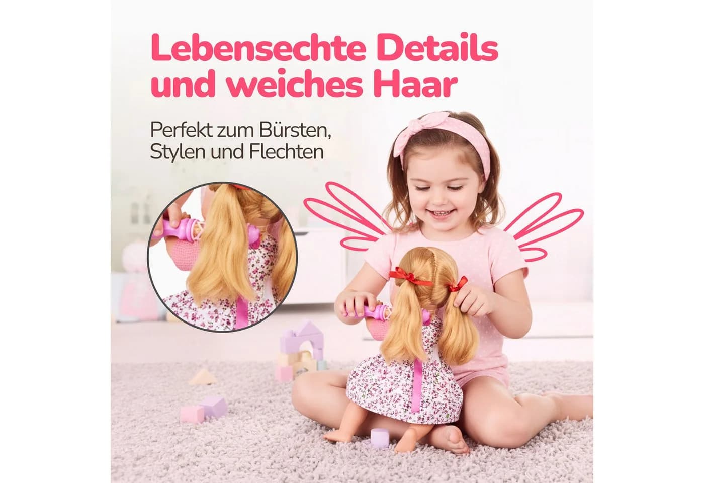 Kinderplay Dolls & Strollers Babypuppe MiMi mit Friseurset rosa sprechend - Bild 4