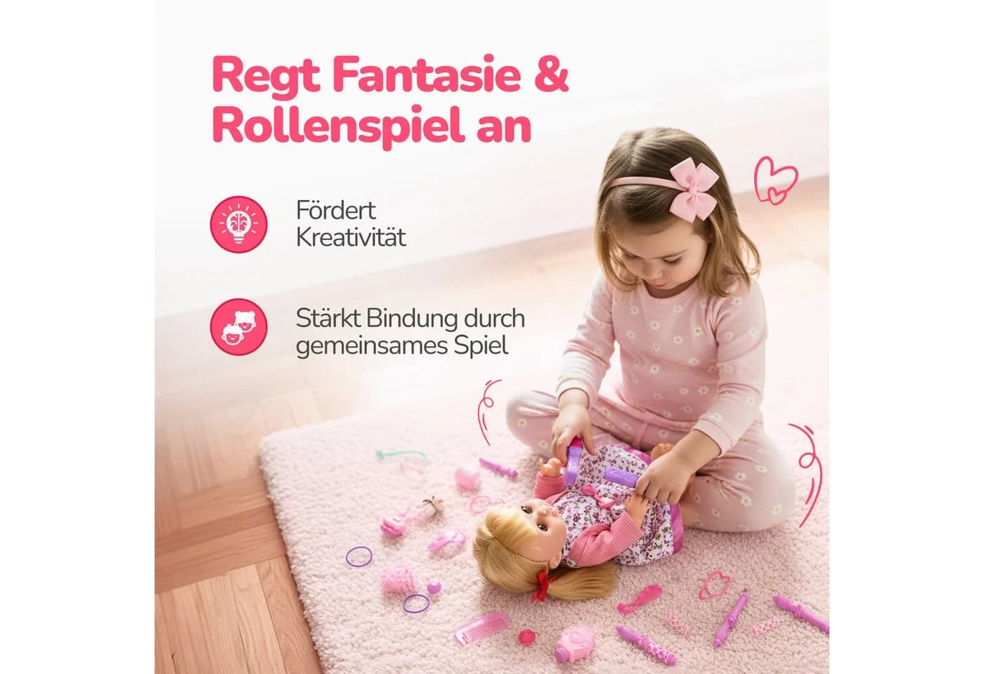 Kinderplay Dolls & Strollers Babypuppe MiMi mit Friseurset rosa sprechend - Bild 5