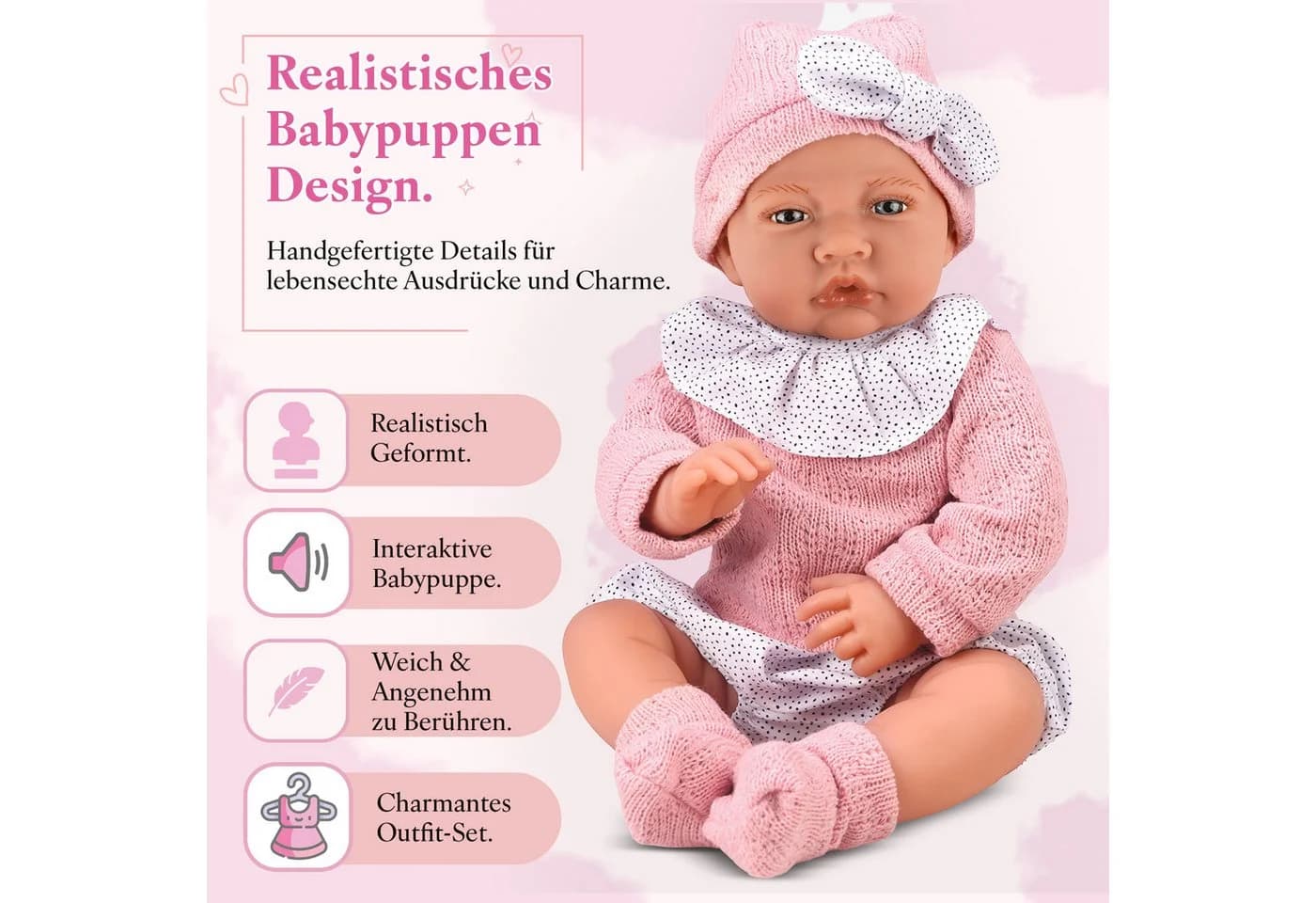 Kinderplay Dolls & Strollers Babypuppe Lili 41 cm Interaktive Babypuppe Realistisch Sprechend