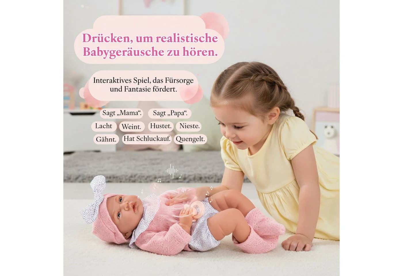 Kinderplay Dolls & Strollers Babypuppe Lili 41 cm Interaktive Babypuppe Realistisch Sprechend - Bild 3
