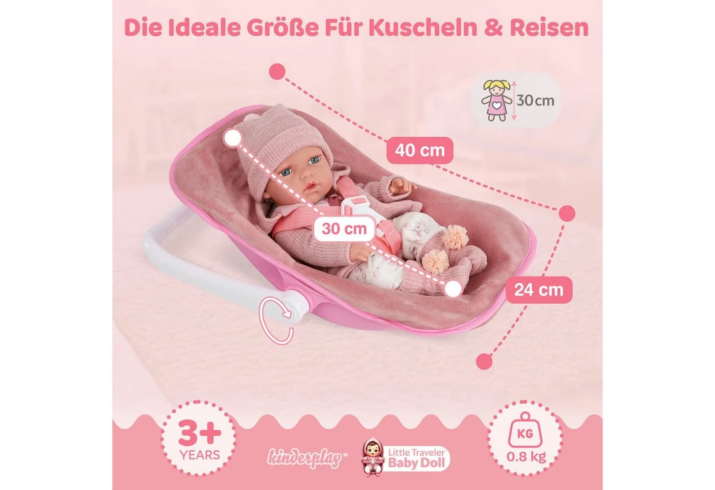 kinderplay Babypuppe mit Babytrage Rosa - Bild 5