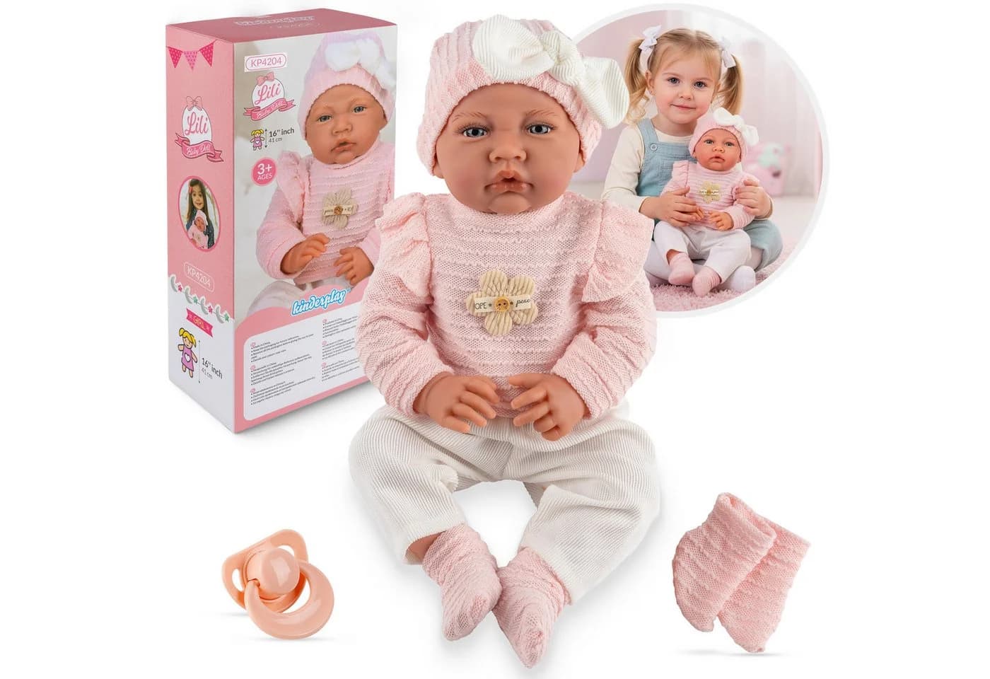 Kinderplay Dolls & Strollers Babypuppe Sprechende Babypuppe Lili 41 cm weich & interaktiv ab 3 Jahren - Bild 2