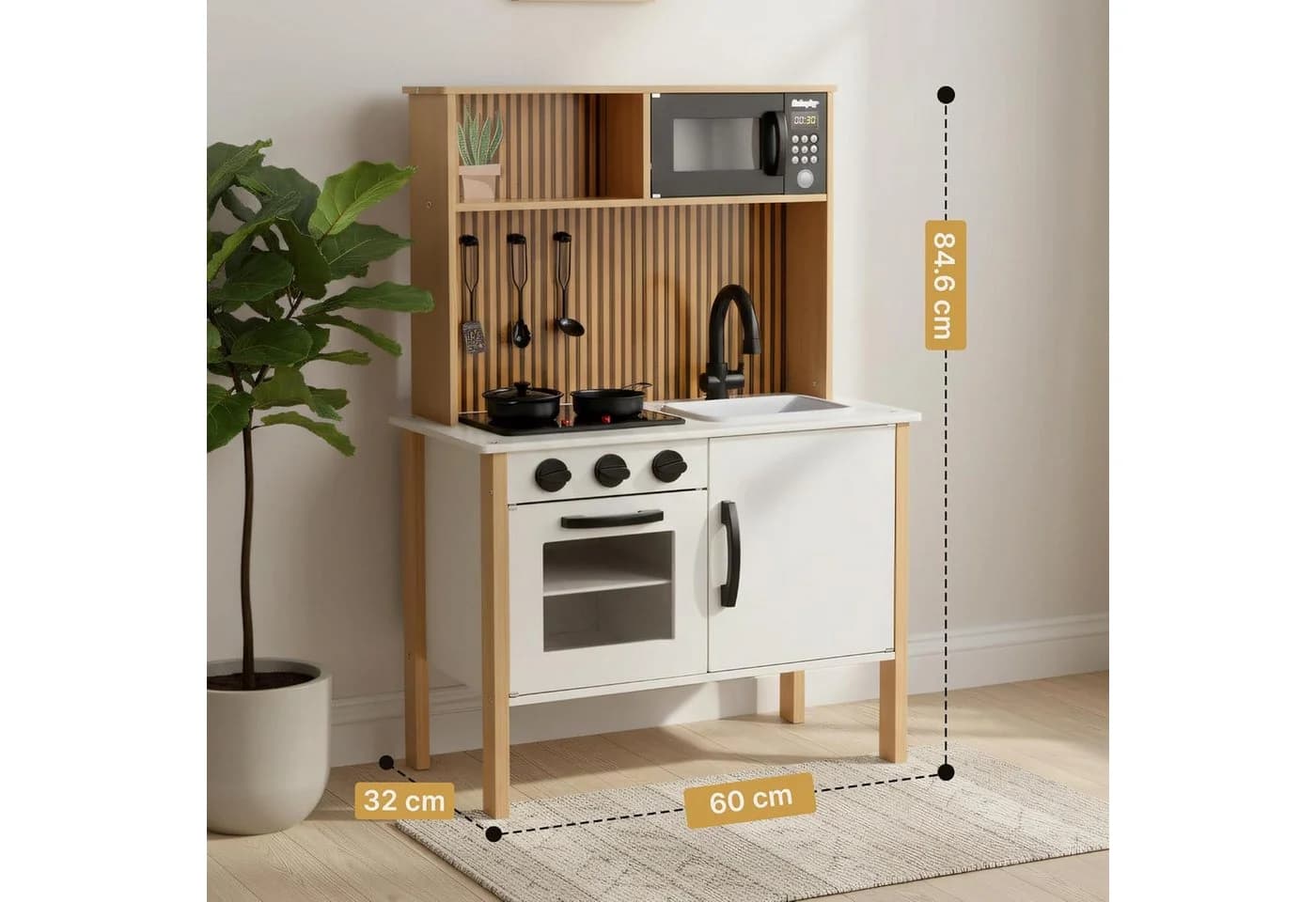 Green Series Spielküche Holzküche für Kinder mit Licht & Sound – Lernspiel – Zubehör-Set Holz