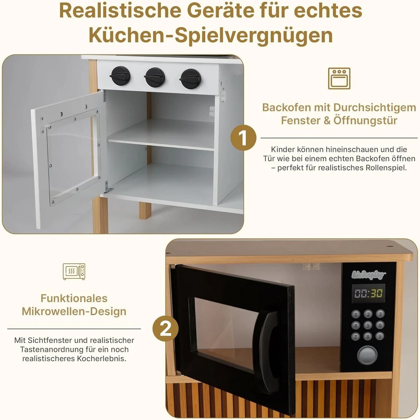Green Series Spielküche Holzküche für Kinder mit Licht & Sound – Lernspiel – Zubehör-Set Holz - Bild 5