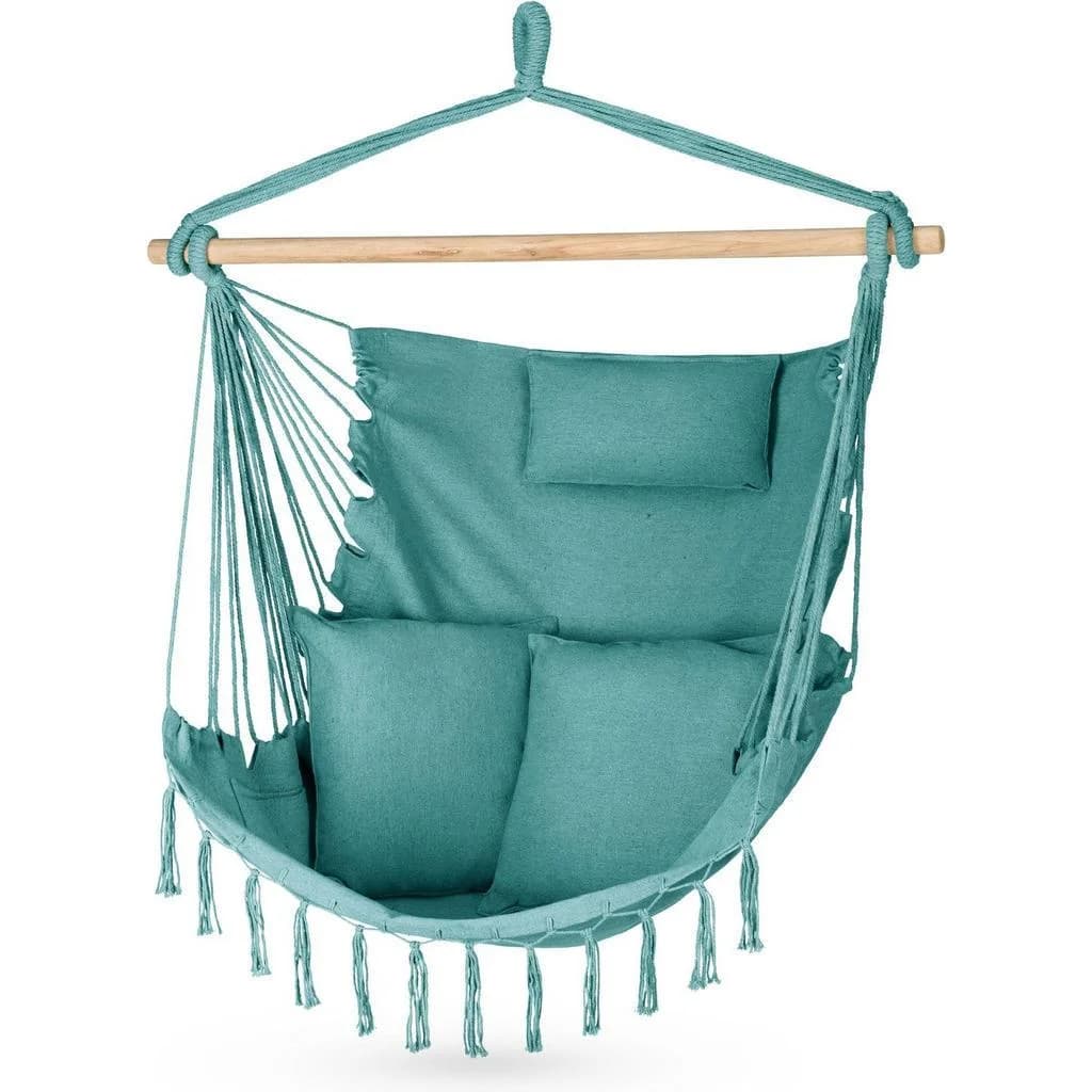 Outtec Hängesessel Grün mit Kissen Baumwolle Polyester Boho