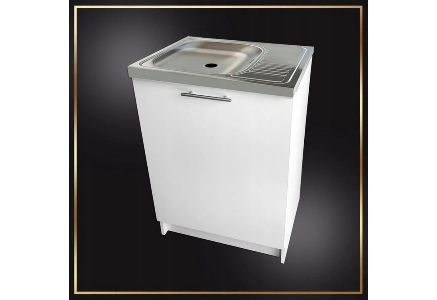STAMAR Spülenschrank 60cm Weiß Deante Edelstahlspüle